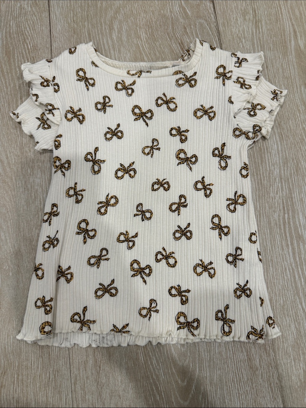 Zara Kids Leopard Bow-Print Ruffle Sleeve Top